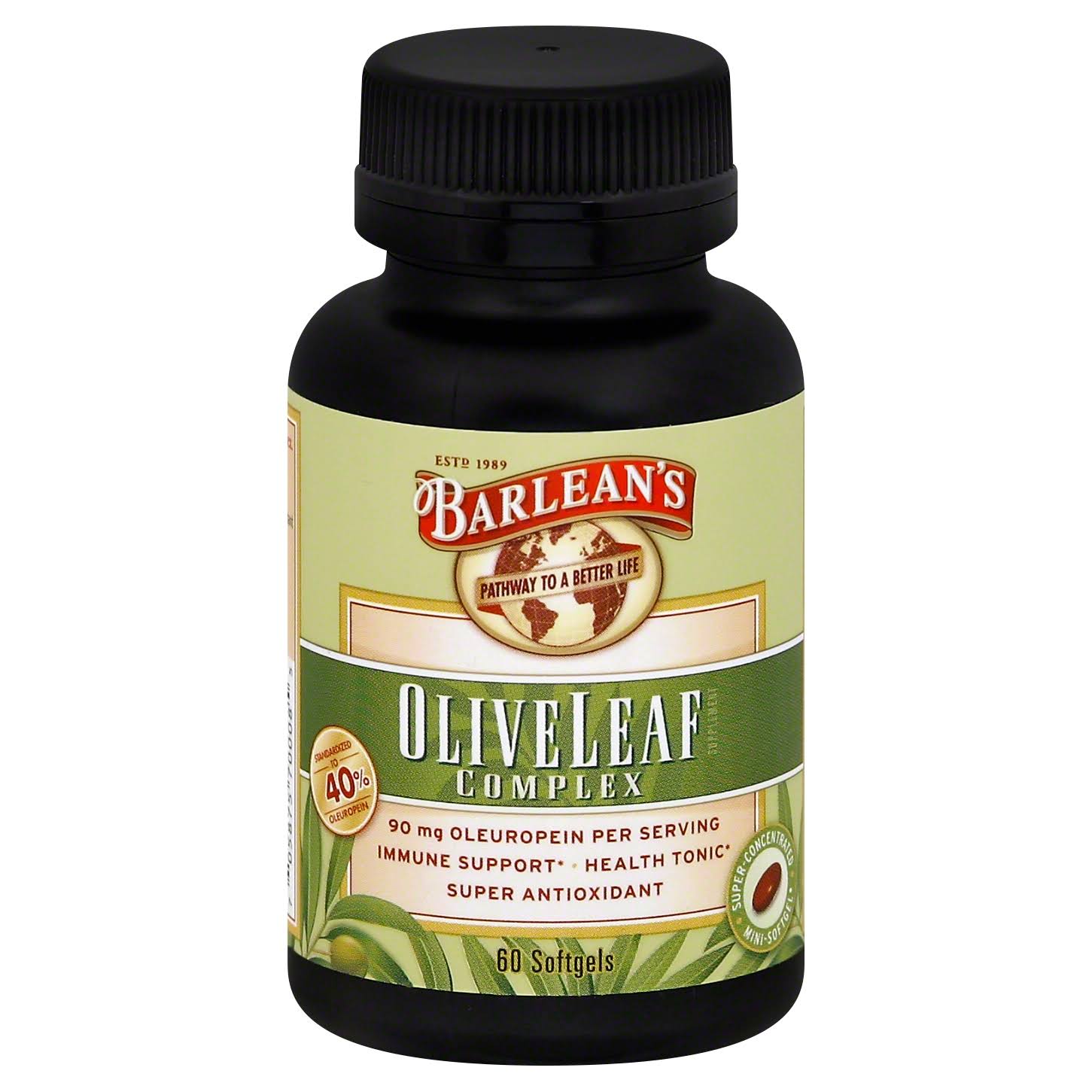 Barlean's Olive Leaf 90mg Complex - 60 Softgels