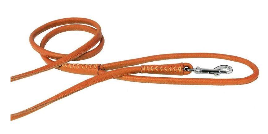 Dogline L2042-4 48 L x 0.38 W in. Round Leather Leash Orange
