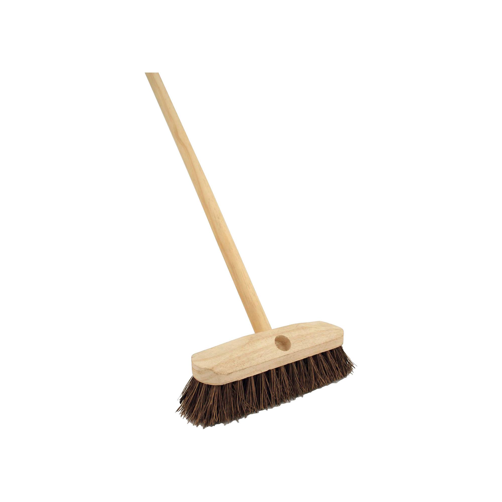 Stiff Bassine Broom Scrubber 9" + Wooden Handle 4 X1 5/16