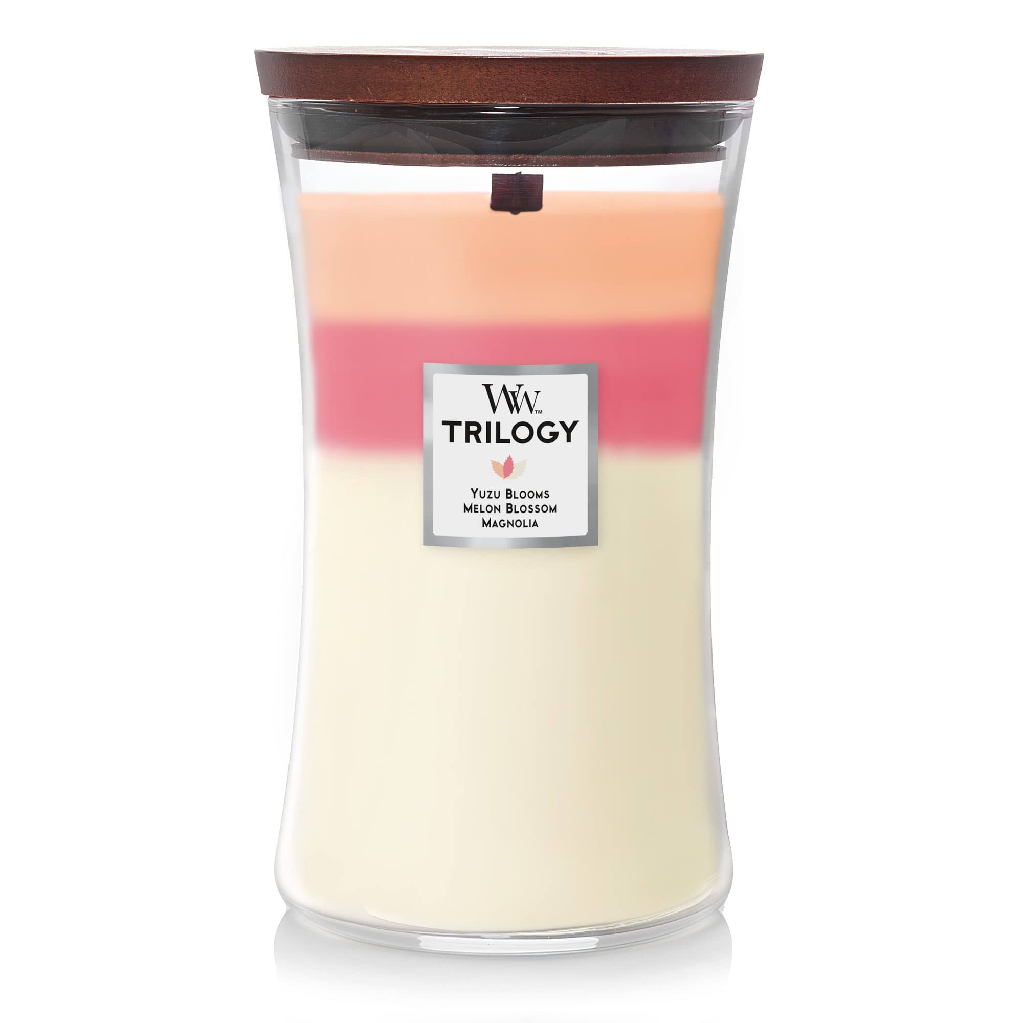 WoodWick Large Hourglass Candle, Blooming Orchard Trilogy, 21.5 oz.