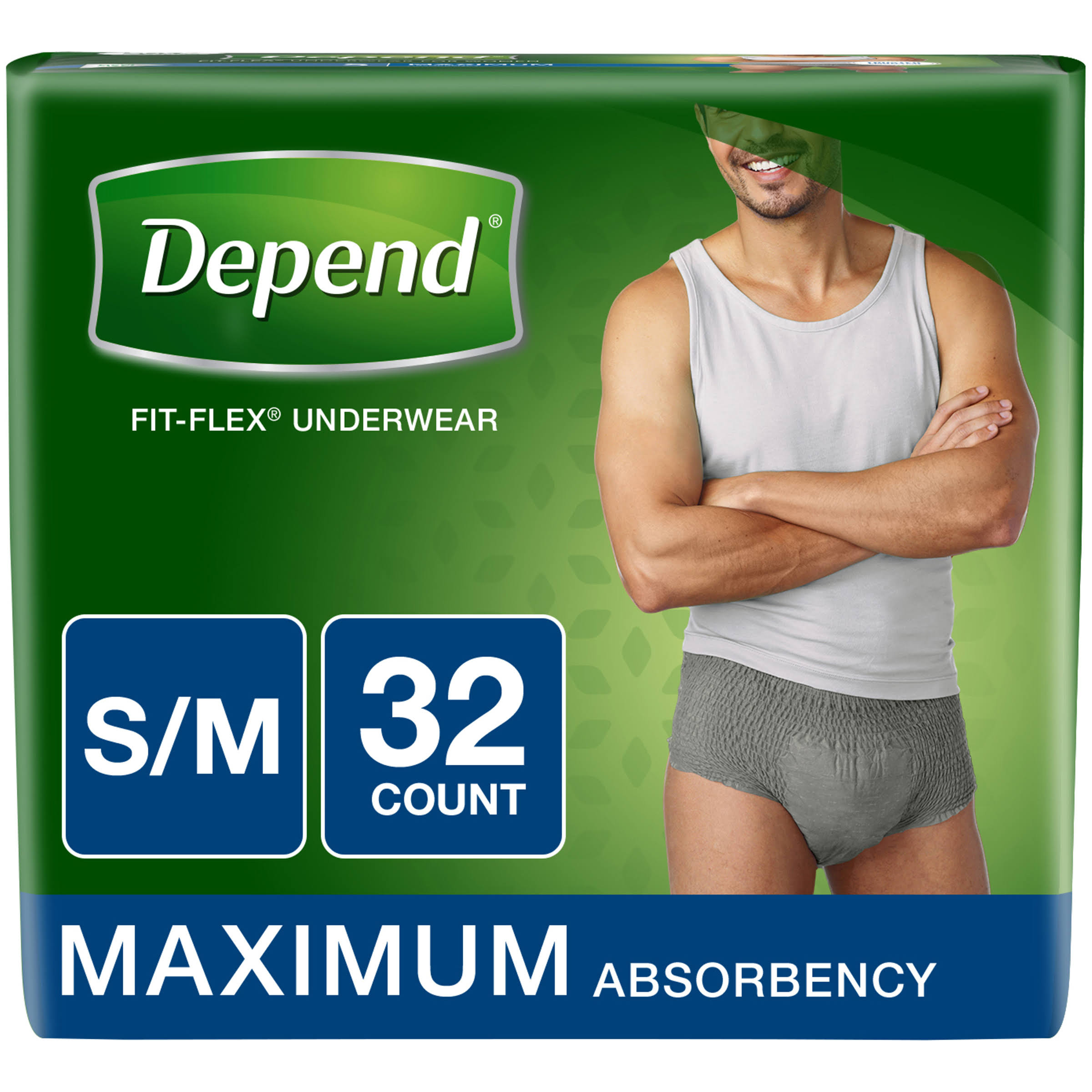 Depend Fit Flex Maximum Absorbency Men's Underwear - S-M, 32ct