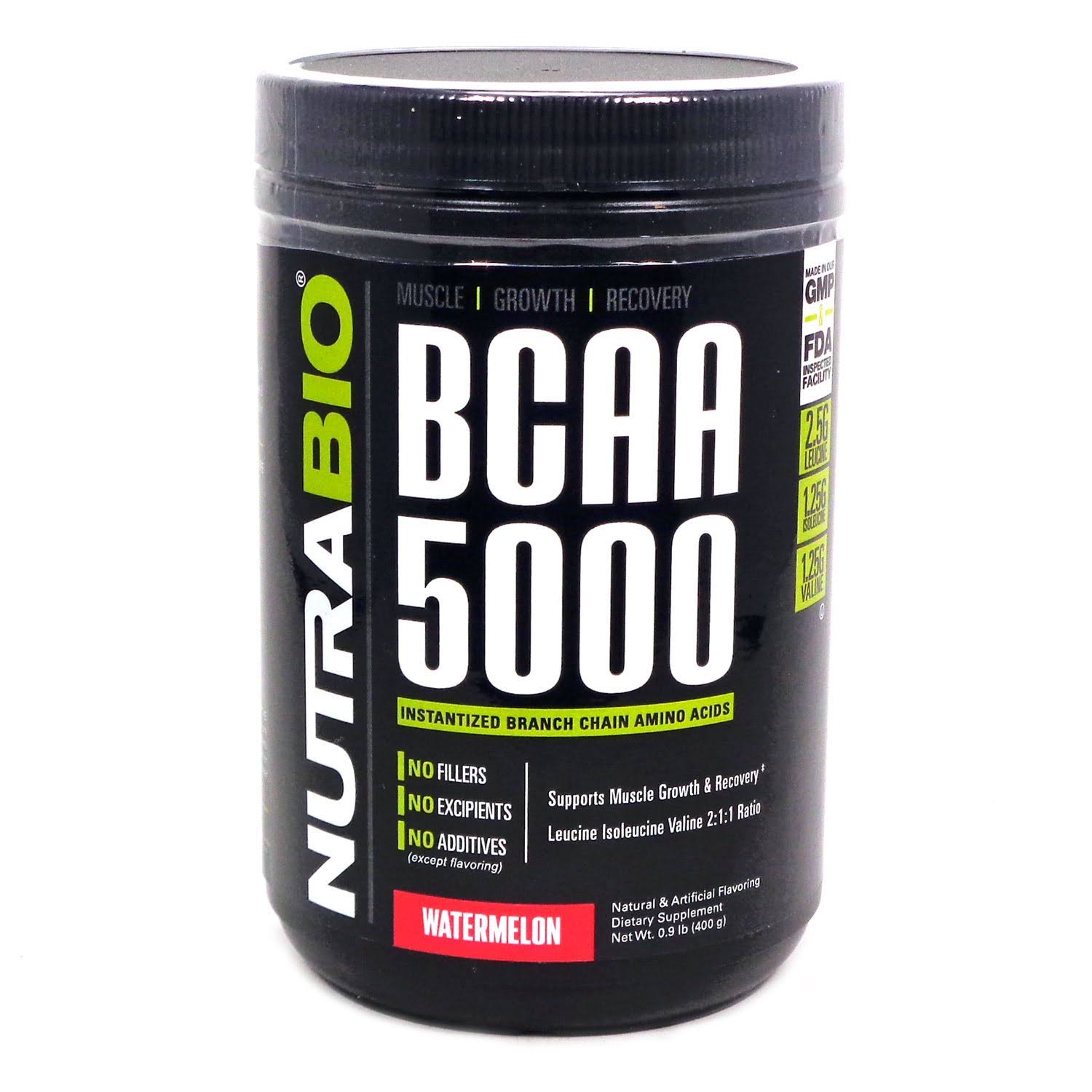 NutraBio BCAA 5000 Amino Acids Powder - Watermelon, 400g