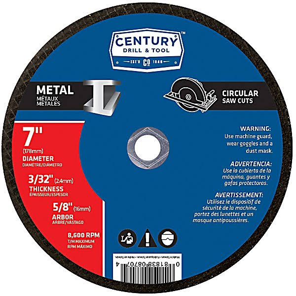 Century Drill and Tool 08707 Metal Abrasive Circular Saw Blades - 7"