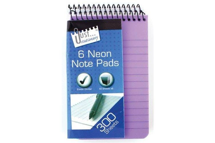 Just Stationery 76x126mm Neon PP Cover Notebook (Pack of 6)