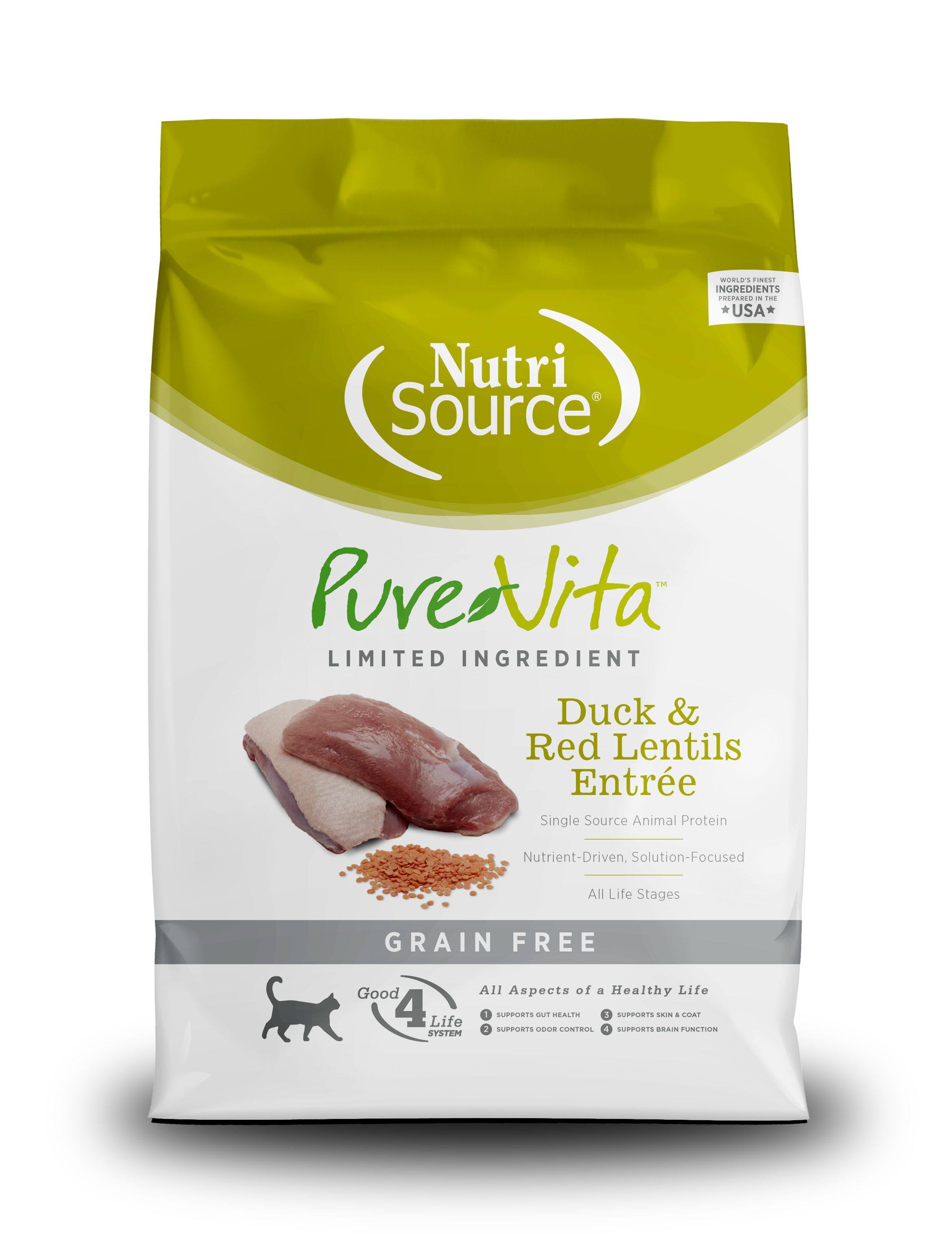 Nutri Source Pure Vita Dry Cat Food - Duck & Red Lentils Entree Grain Free