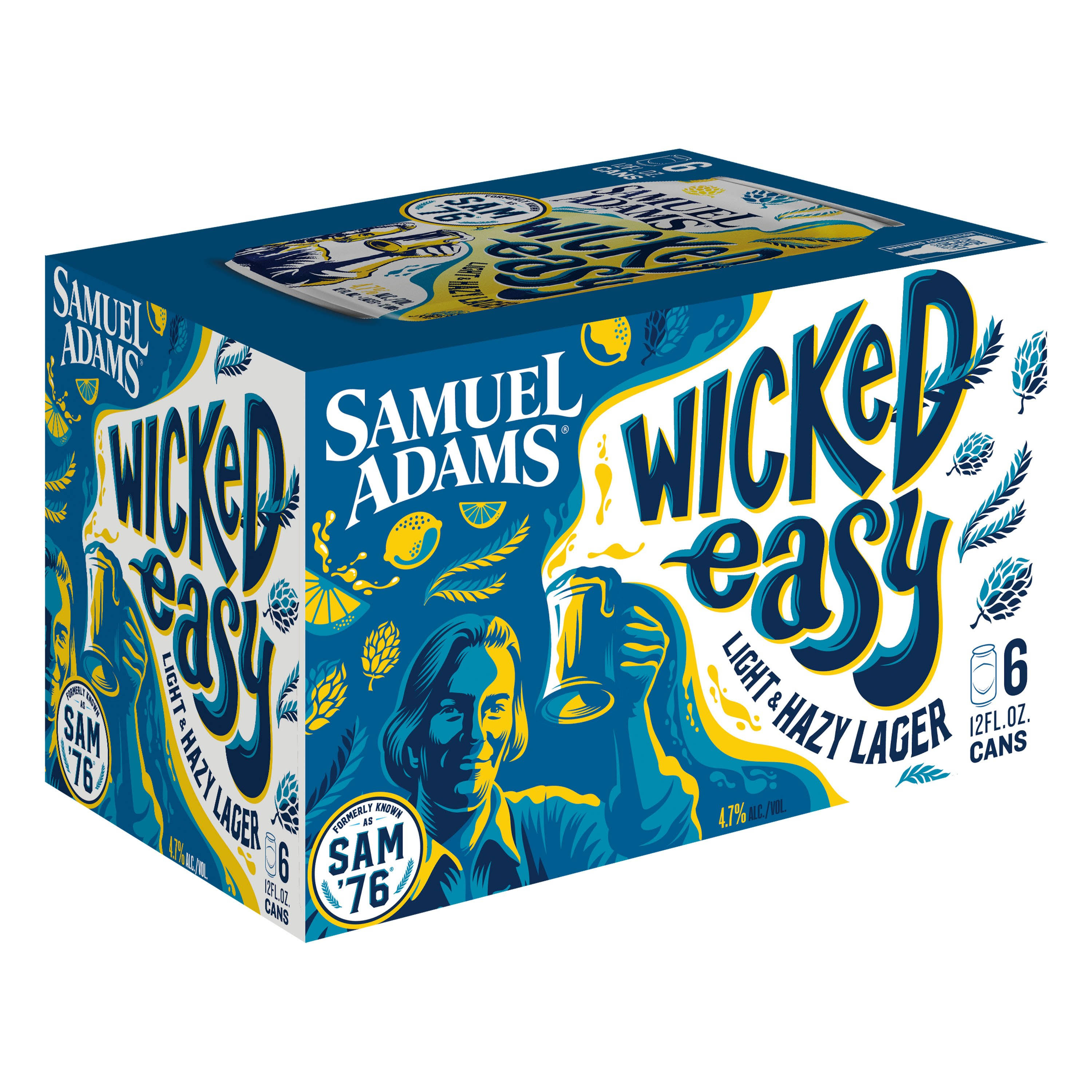 Samuel Adams Beer, Lager, Sam '76 - 6 pack, 12 fl oz cans