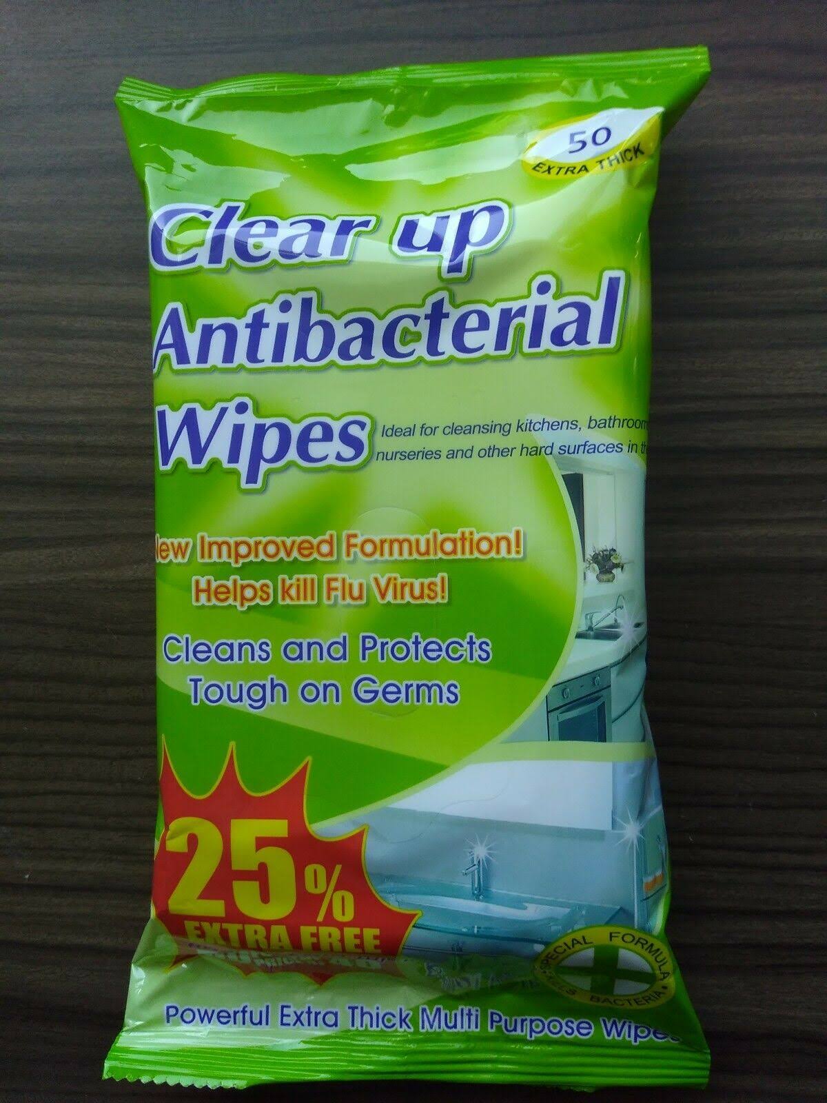 Clear Up Anti Bacterial Wipes - 4pk