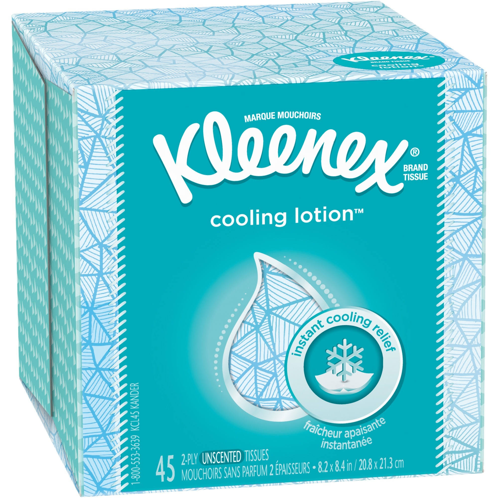 Kleenex cooling lotion facial tissue, 45 ea