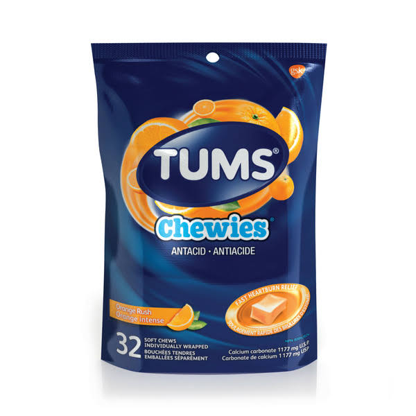 Tums Chewies Antacid - Orange Rush, 32 Softchews