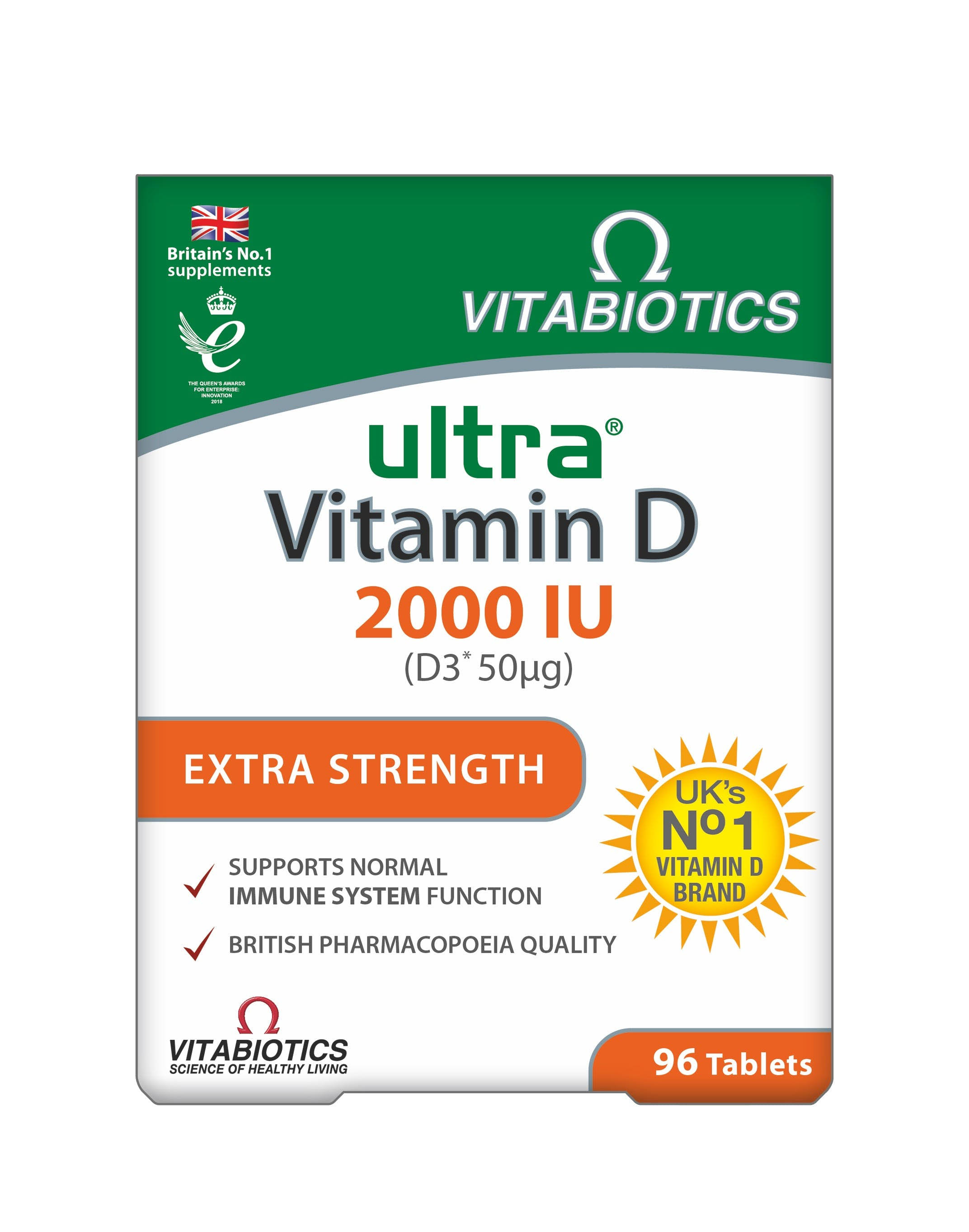 Vitabiotics Ultra Vitamin D 2000 IU Extra Strength Supplement - 96ct
