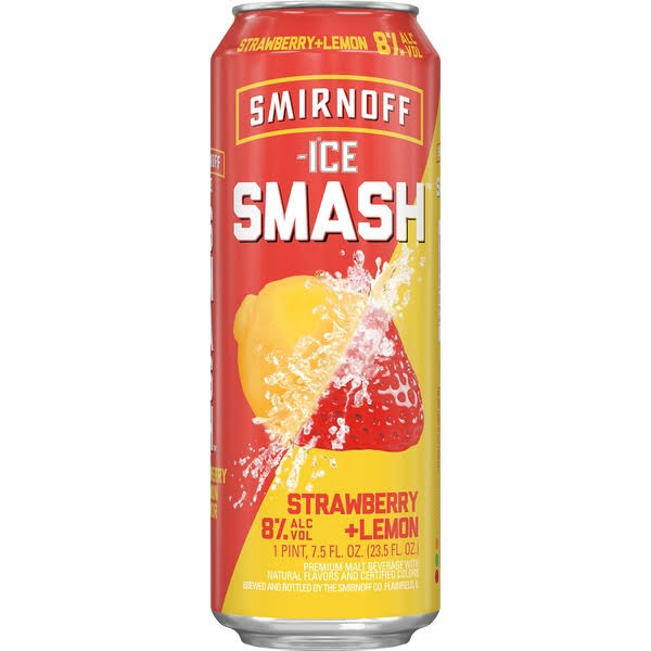 Smirnoff Ice Smash Beer, Strawberry + Lemon - 23.5 fl oz