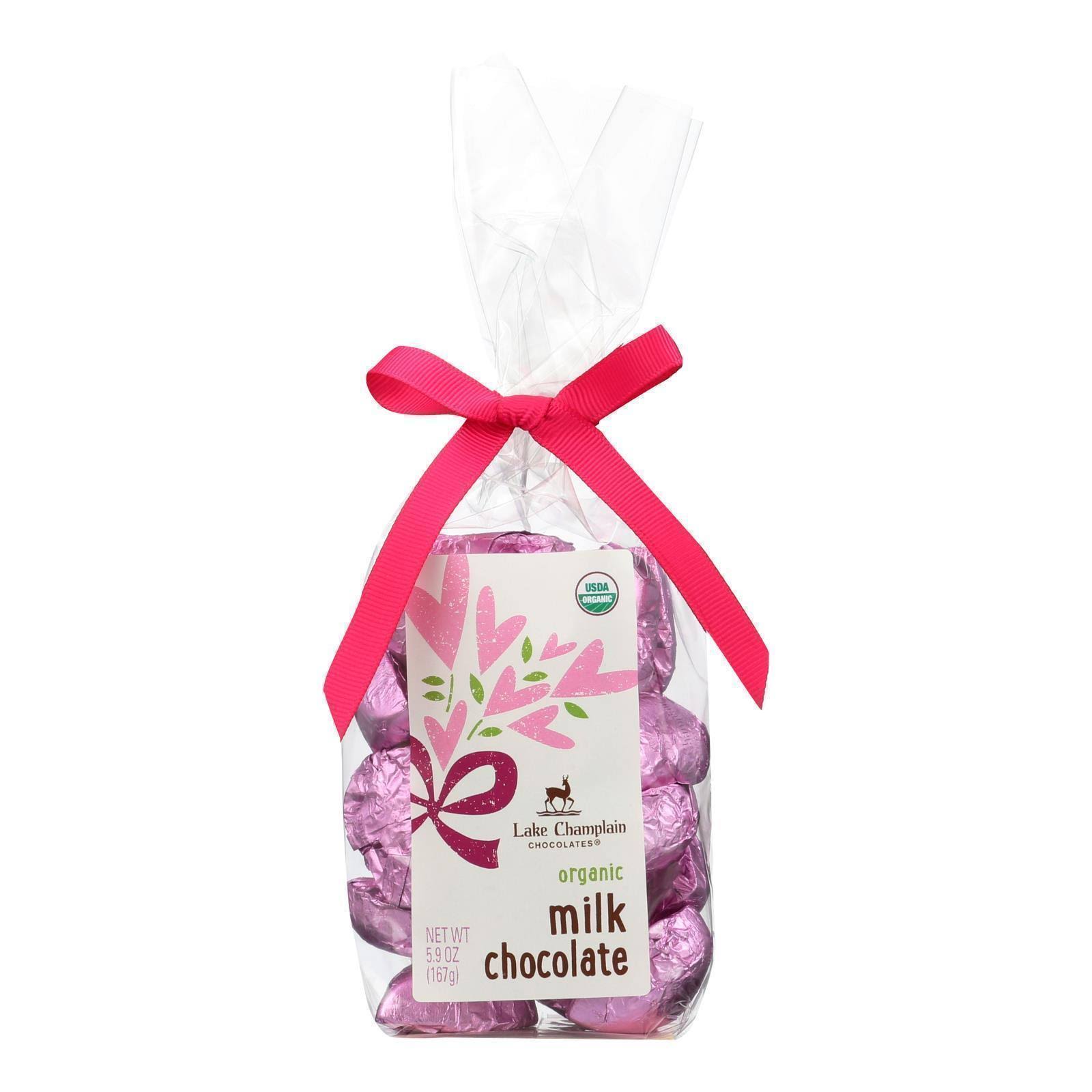 Lake Champlain Chocolates Organic Milk Chocolate Heart-shaped Candies - Case Of 12 - 5.9 Oz