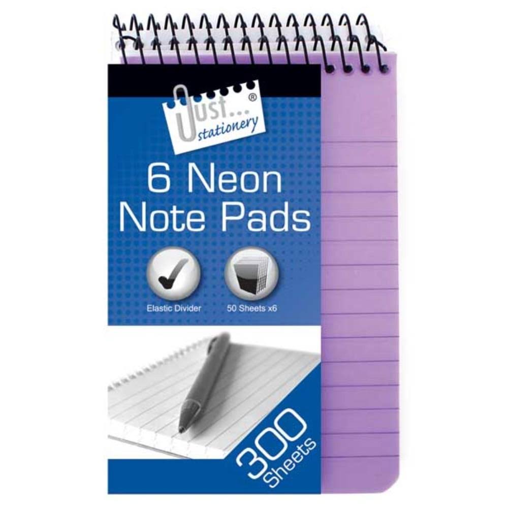Just Stationery 76x126mm Neon PP Cover Notebook (Pack of 6)