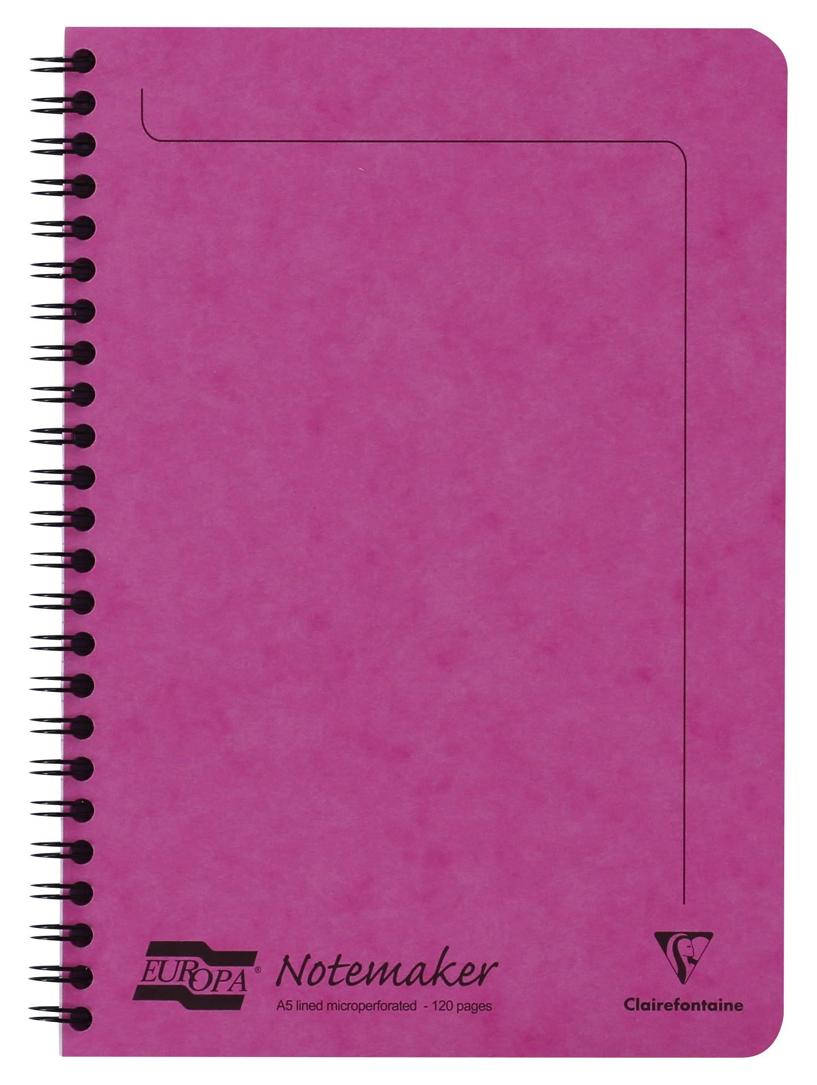 120 Ruled Pages Pink Cover Clairefontaine Europa Notemaker Notebook 90gsm 