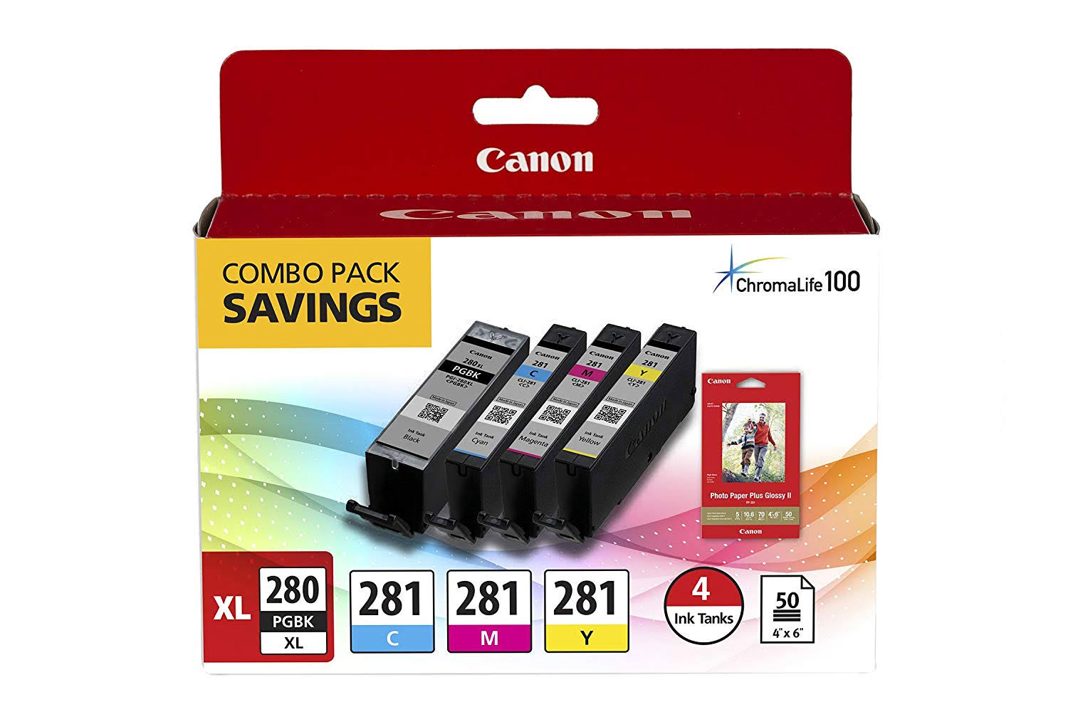 Canon 2021C006 (CLI-281; PGI-280 XL) Ink, Black XL/Cyan/Magenta/Yellow