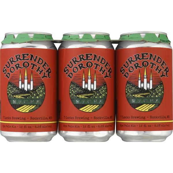 7 Locks Brewing Beer, Rye Pale Ale, Surrender Dorothy, 6 Pack - 6 pack, 12 fl oz cans