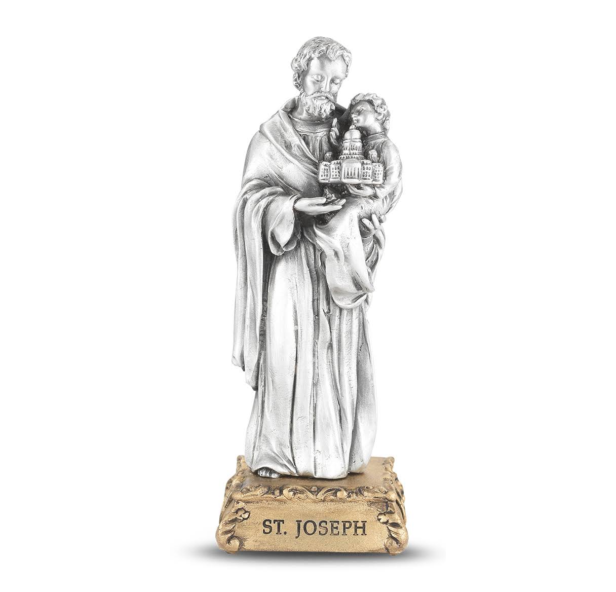 4" Pewter Statue St Joseph Gif