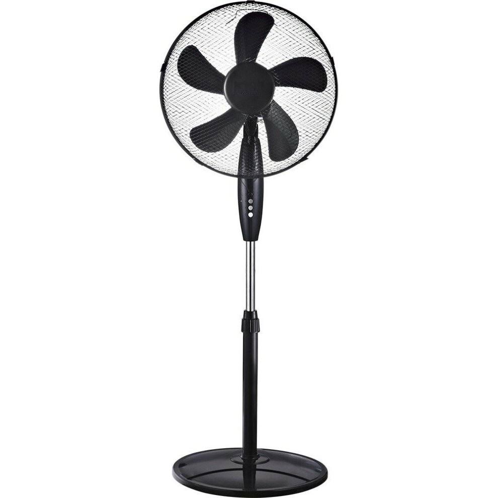 Black Oscillating Pedestal Fan 3 Speeds & 5 Blades Cooling 16 Inches