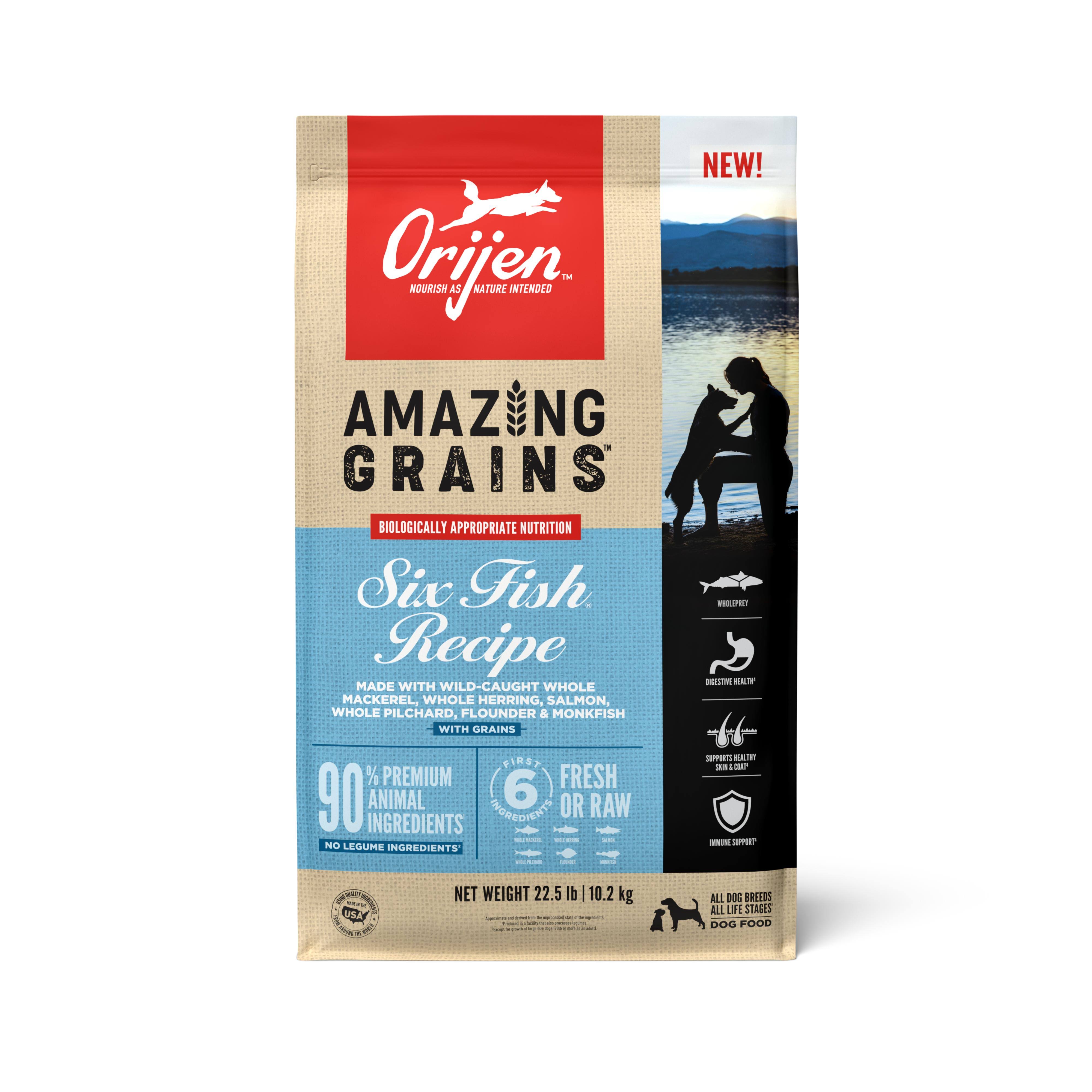 Orijen Amazing Grains Six Fish Recipe Dry Dog Food - 22.5 lb
