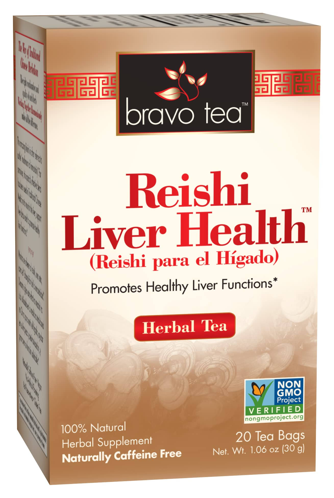 Bravo Tea Reishi Liver Health Herbal Tea - 20 Tea Bags, 30g