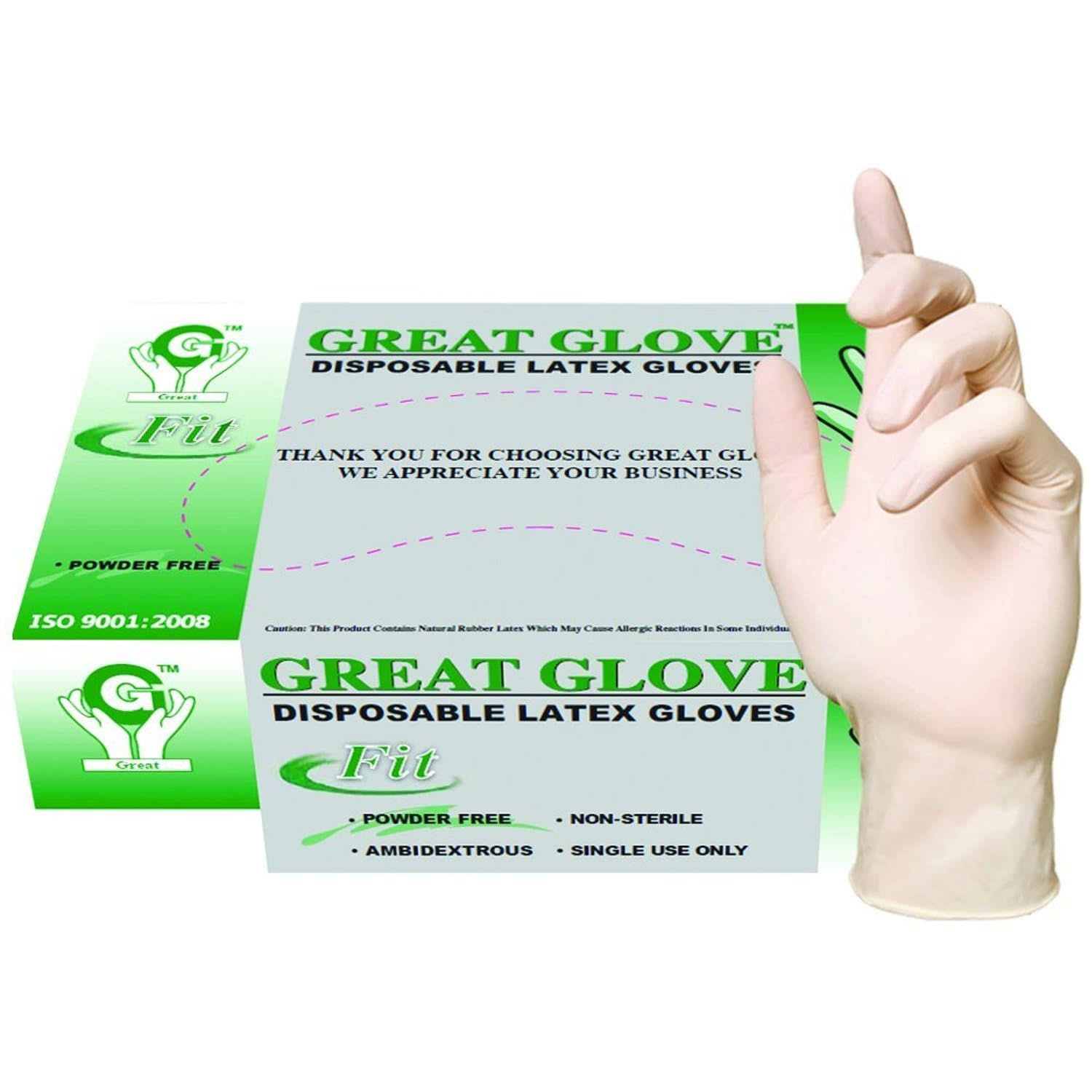 100 PC Latex Powder Free Disposable Gloves - Large