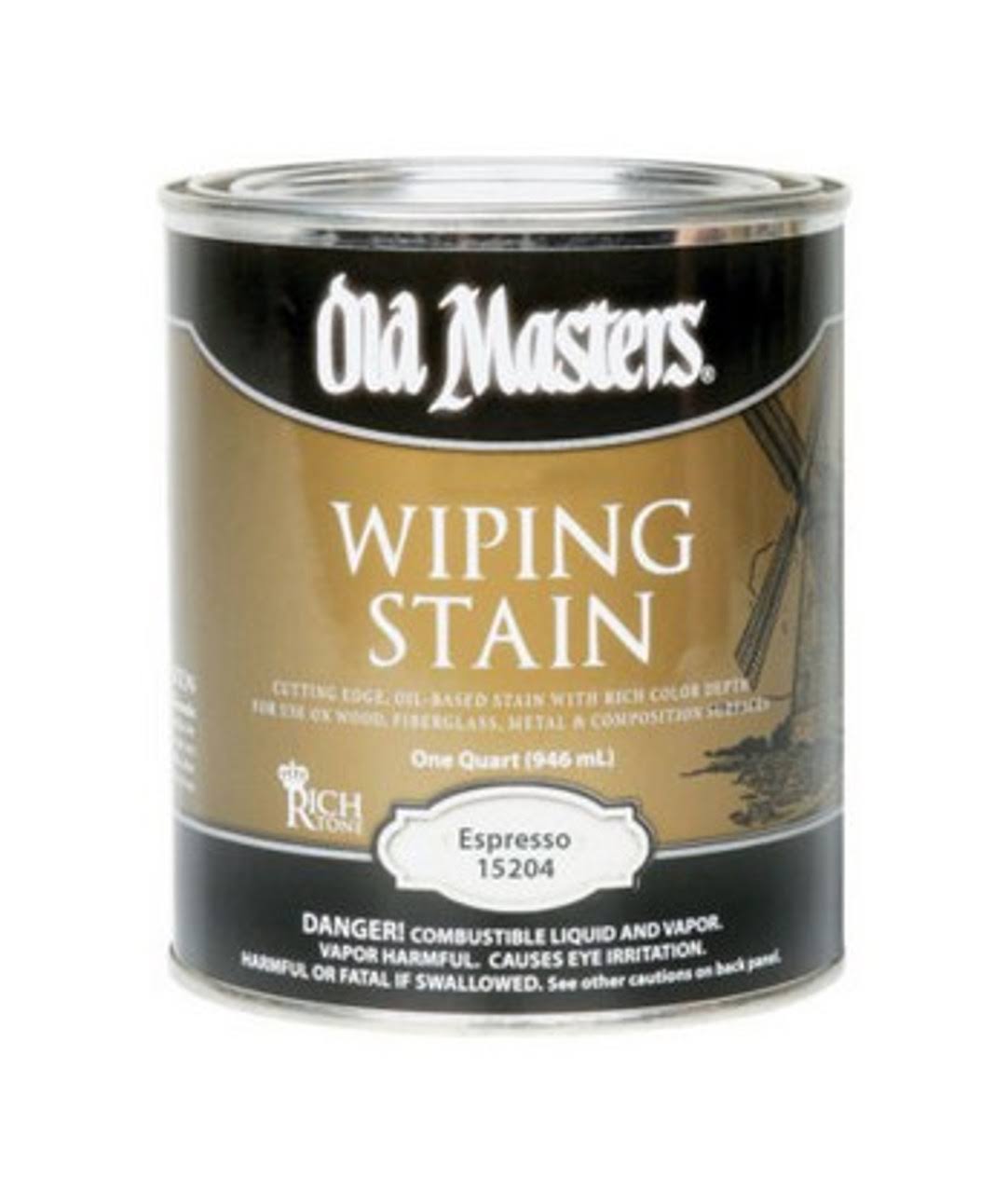 Old Masters 15204 Wiping Stain, Clear, Espresso, 1 Qt