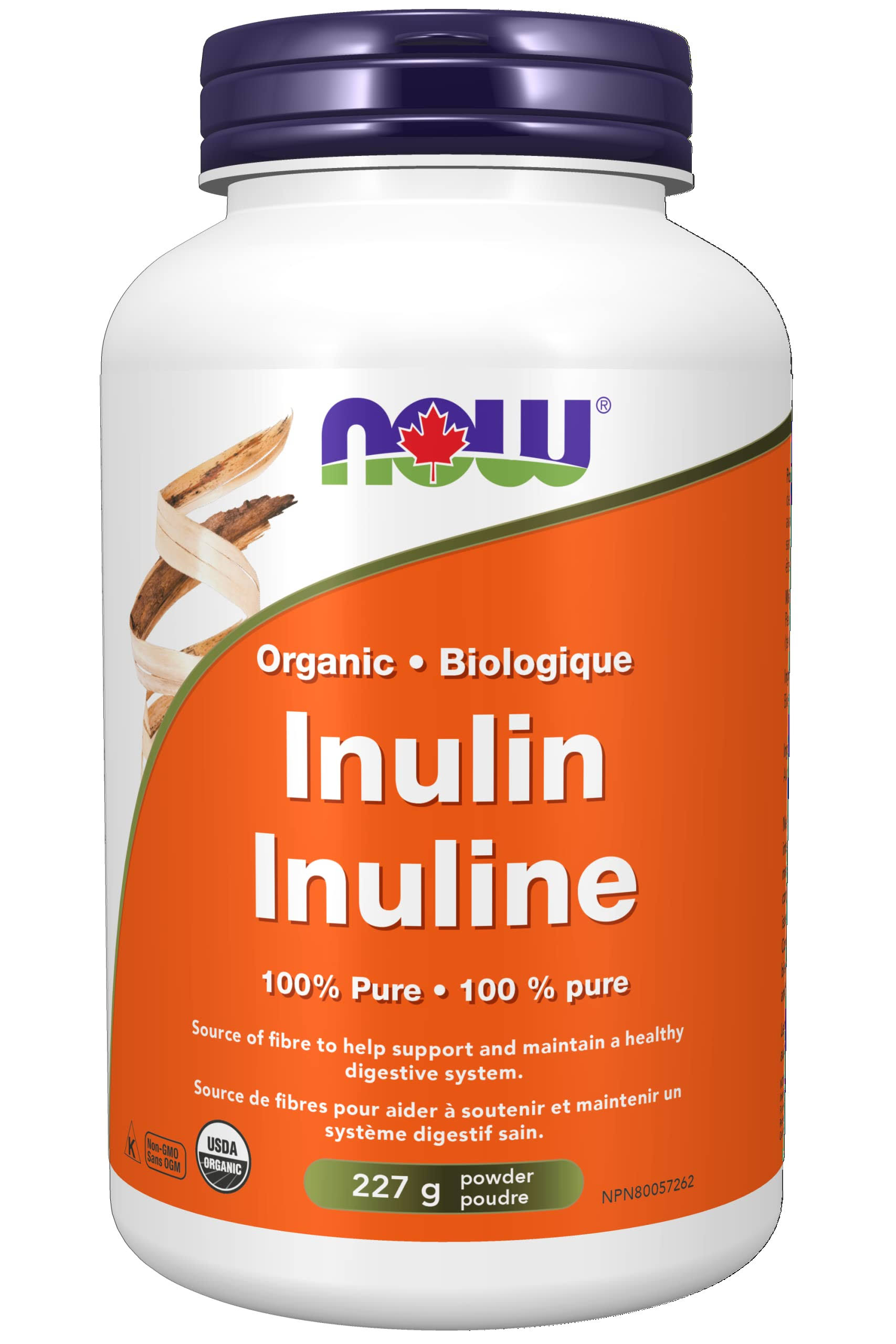 Now Foods Pure Organic Inulin Powder Dietary Supplement - 227g