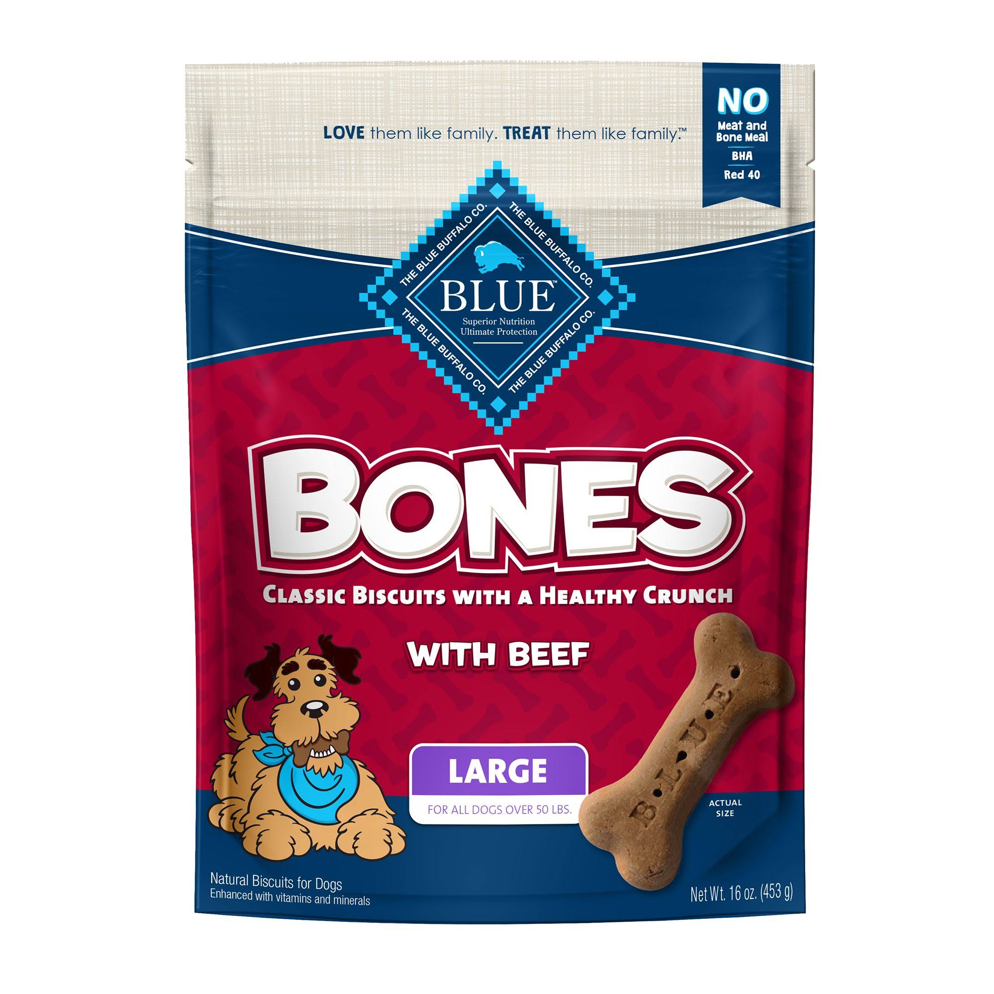 Blue Buffalo Blue Bones Biscuits for Dogs, with Beef, Large - 16 oz