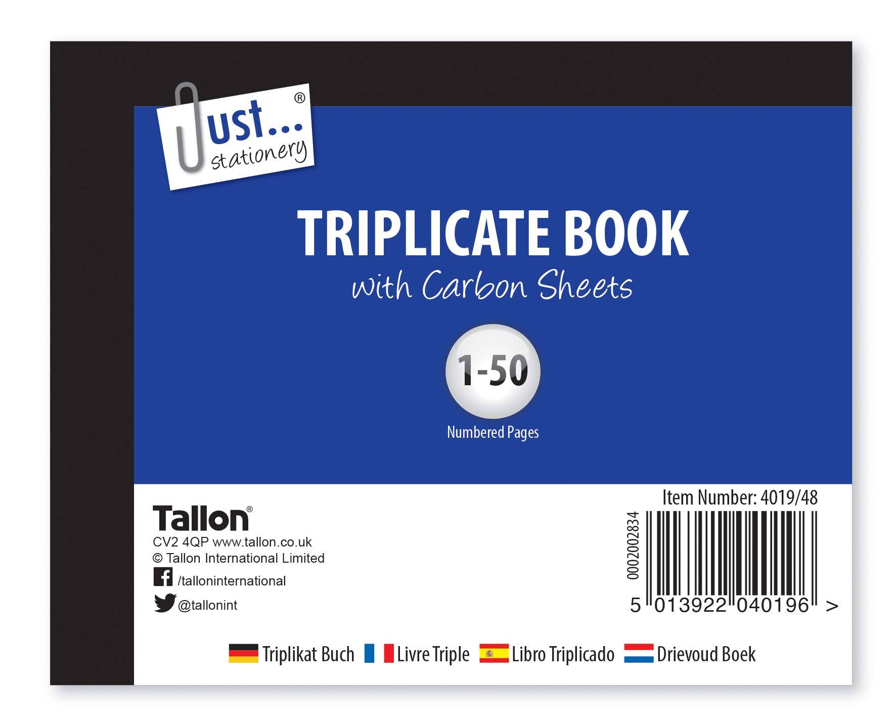 Just Stationery Triplicate Book - 50 Pages Numbered