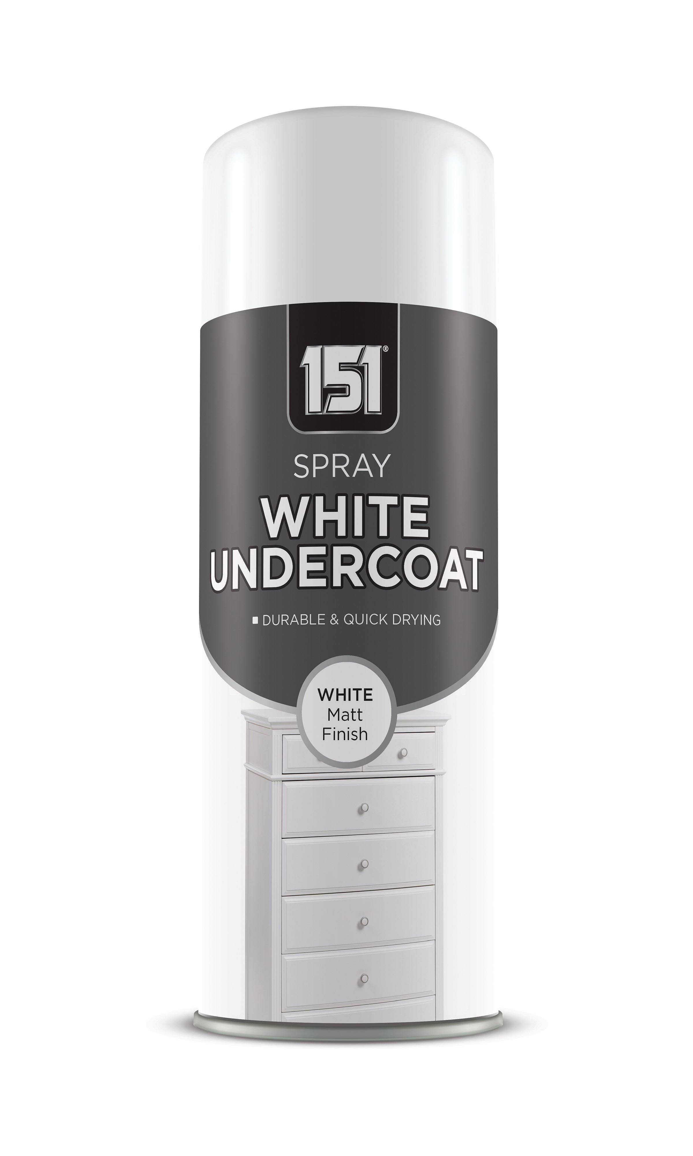 151 Undercoat Spray Paint - White, 250ml, For Wood Metal Brick