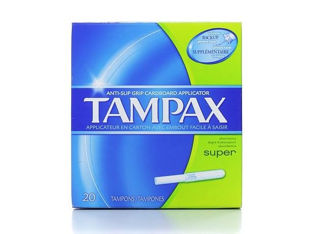 Tampax Anti-Slip Grip Tampons - Cardboard Applicator, Super Absorbency, 20pk