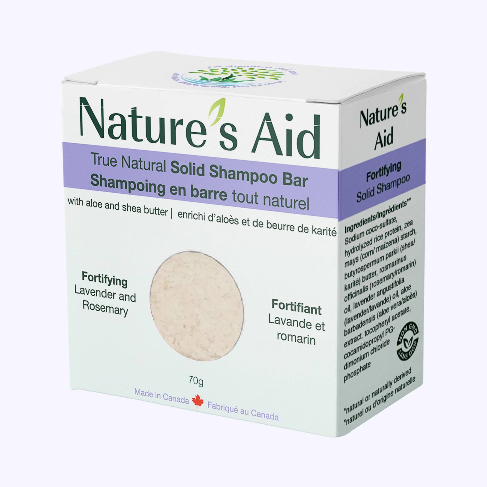 Nature's Aid True Natural Solid Shampoo Bar Lavender & Rosemary - 70 G