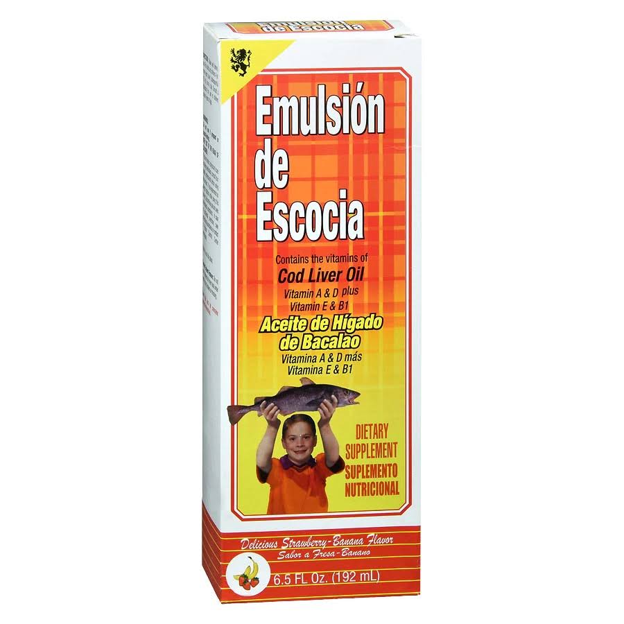 Emulsion De Escocia Cod Liver Fish Oil Dietary Supplement - Strawberry and Banana, 6.5oz