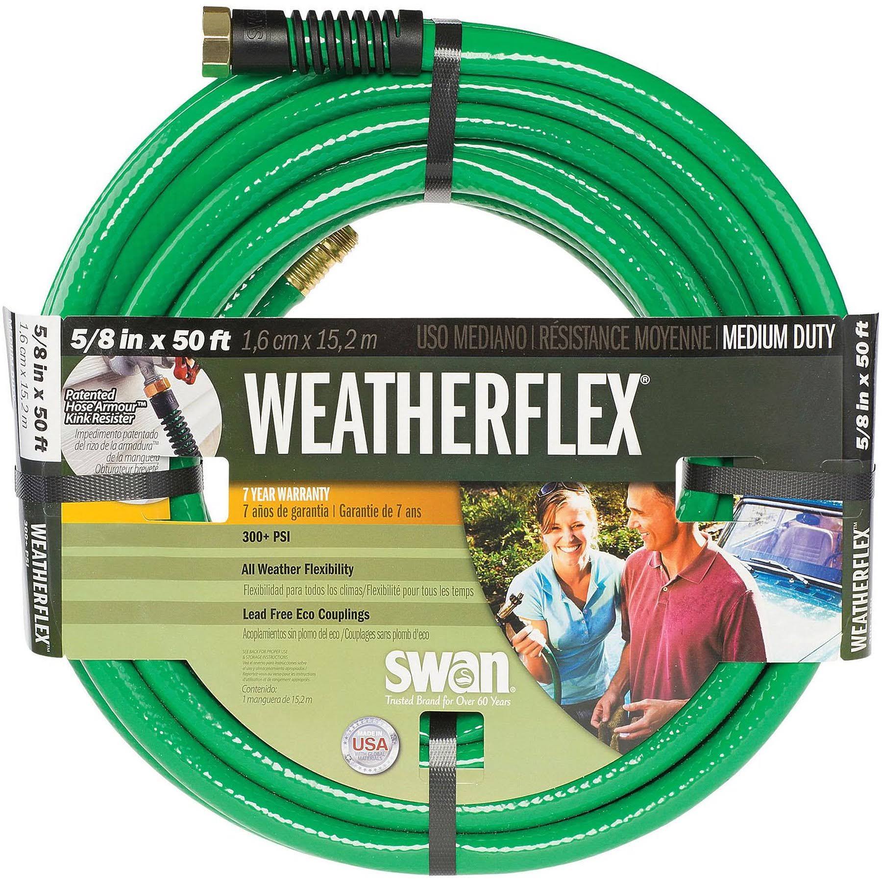 Swan Weatherflex Garden Hose - Medium Duty, Green, 5/8" x 100'