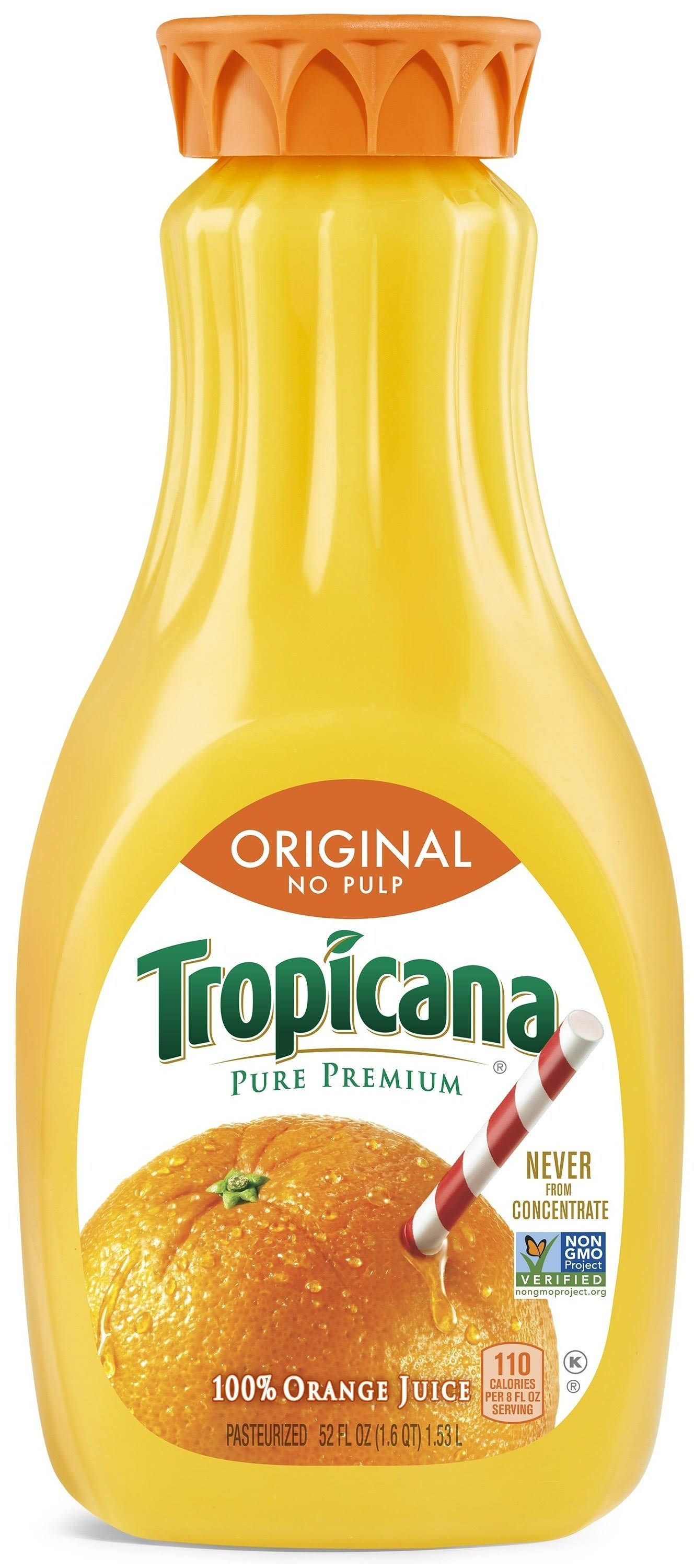 Tropicana Orange Juice, No Pulp, 52 Fl Oz