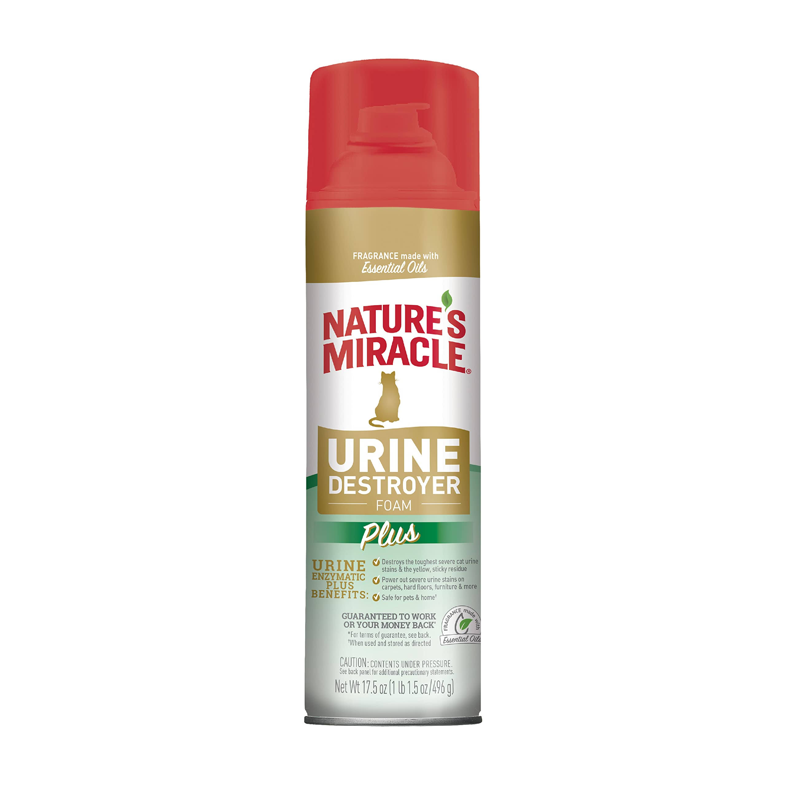 Nature's Miracle Urine Destroyer Plus For Cats, 17.5 Ounces, Foaming Aerosol For Tough Urine Messes