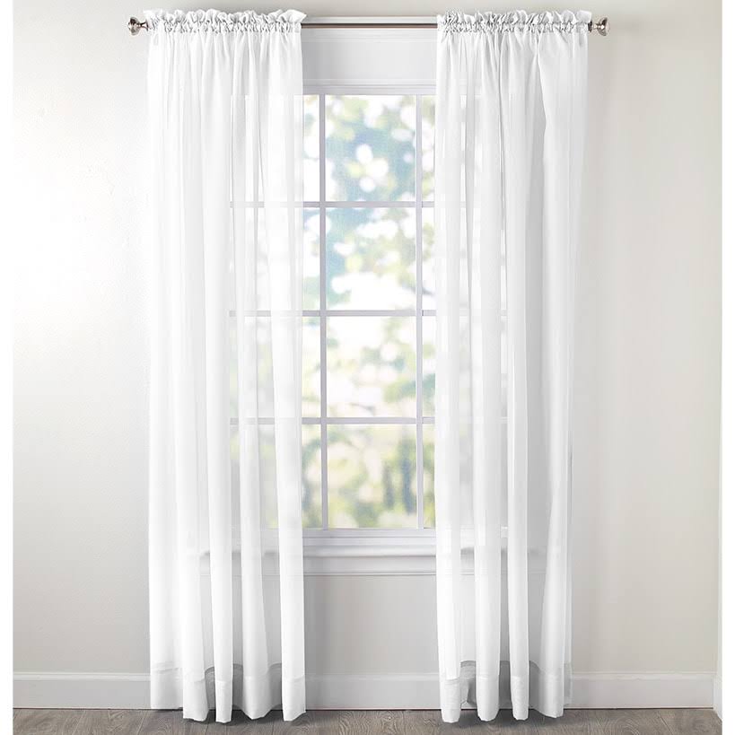 Emelia Sheer White Curtain Panel 84 inch Long