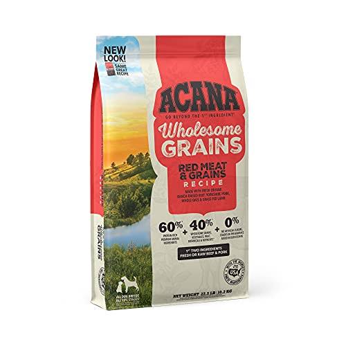 Acana Wholesome Grains Dry Dog Food, Red Meat and Grains, Beef, Pork, and Lamb, Gluten Free, 22.5lb