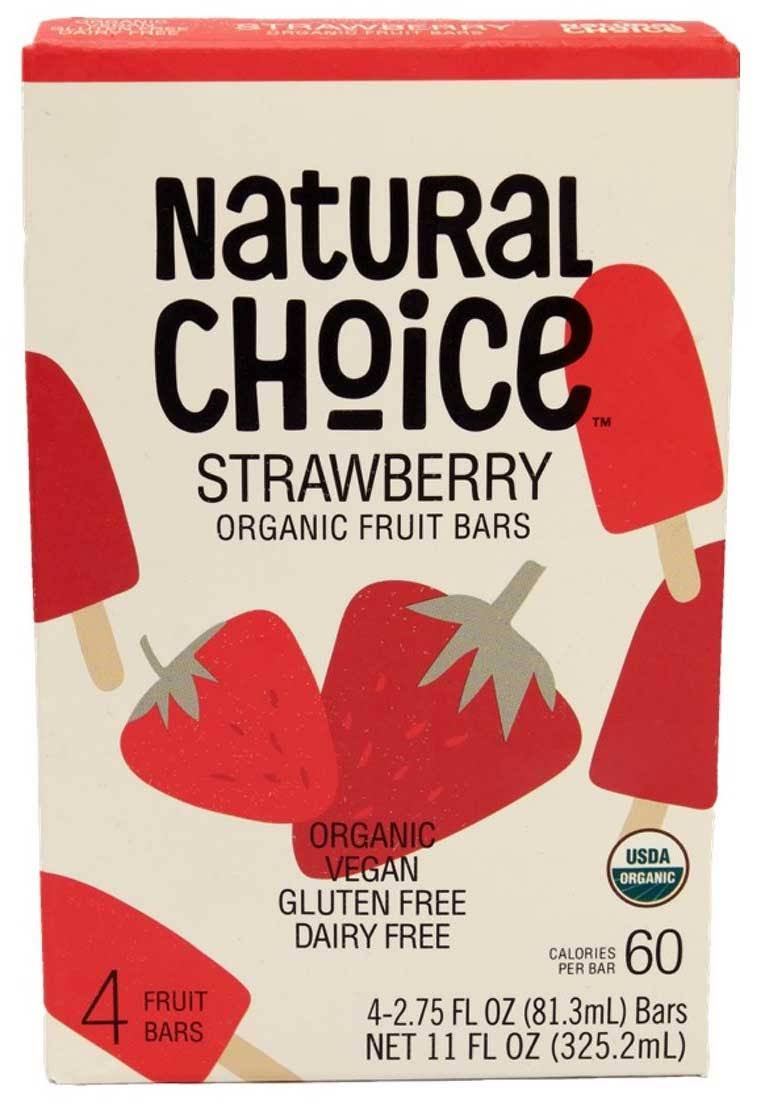 Natural Choice Fruit Bars, Strawberry - 4 pack, 2.75 fl oz bars