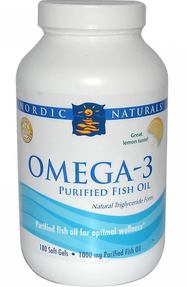 Nordic Naturals Omega 3 Purified Fish Oil with Lemon - 180 Soft Gels