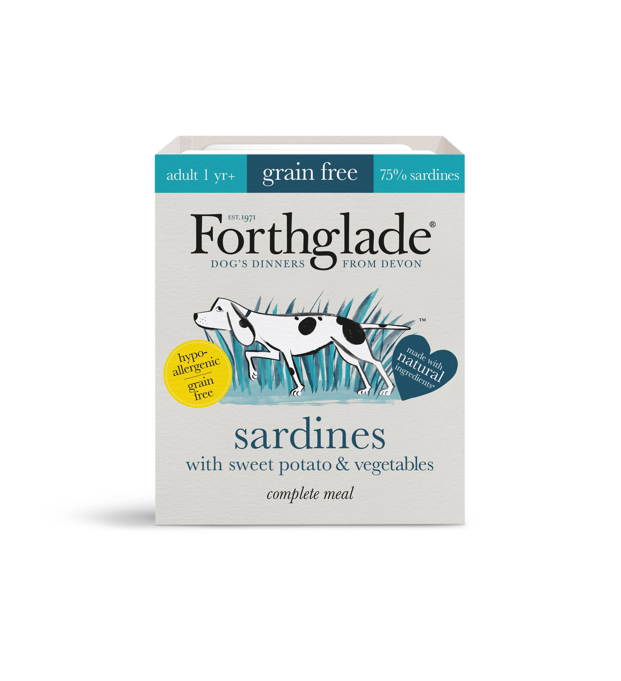 Forthglade Complete Meal Adult Dog Food - Sardines Sweet Potato and Vegetables, 395g