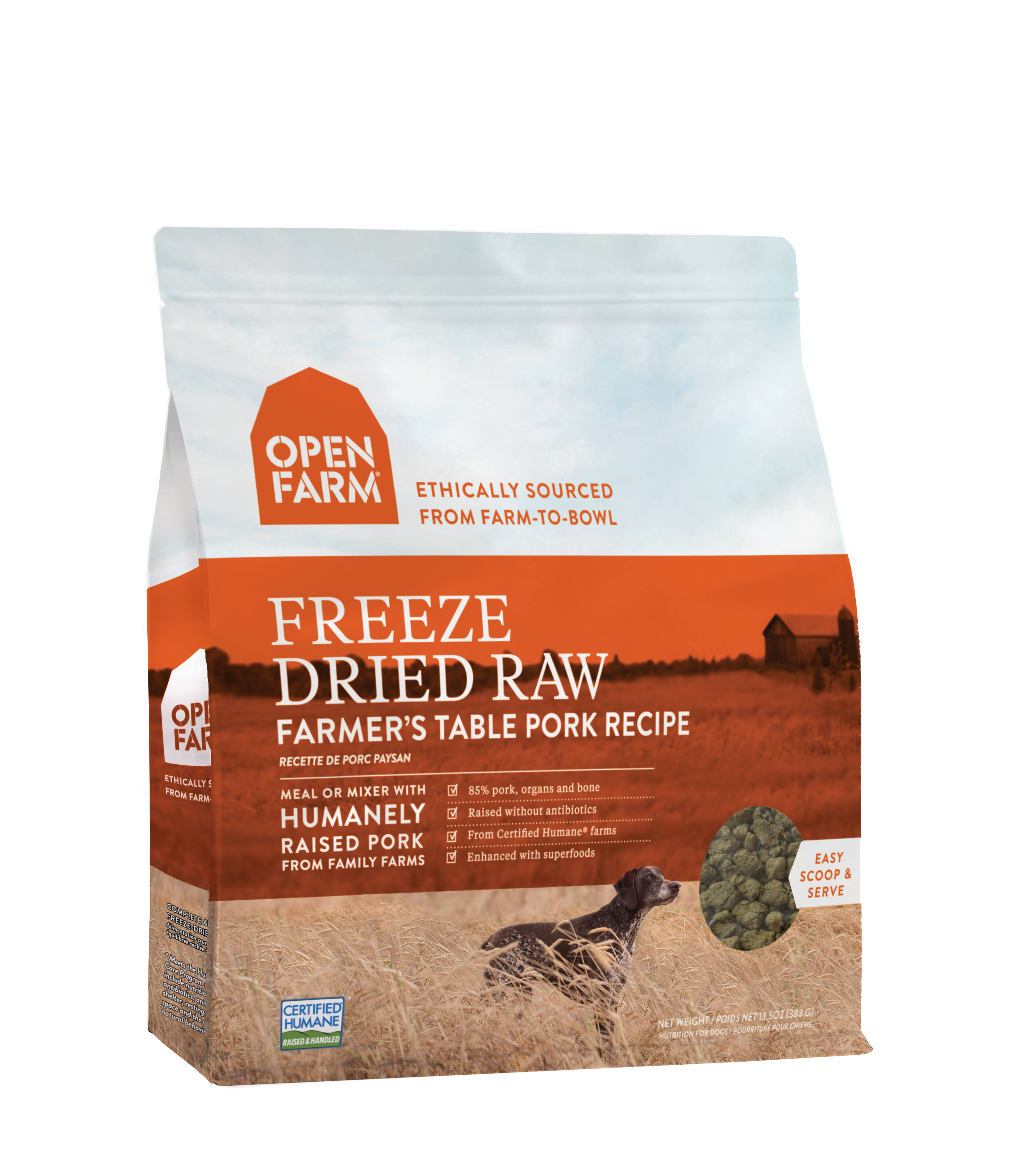 Open Farm Freeze Dried Raw Dog Food Farmer's Table Pork / 13.5 oz