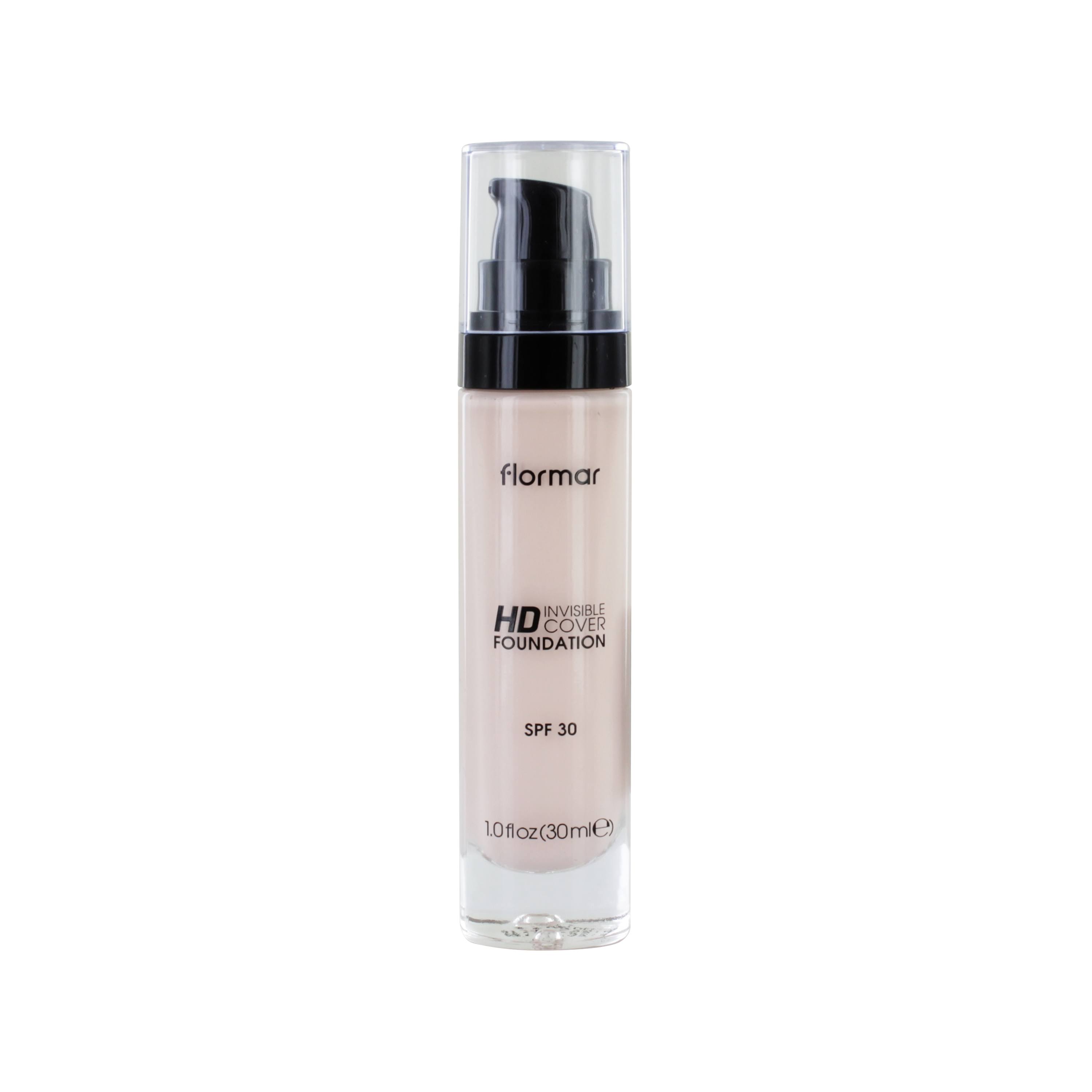 Flormar Invisible Cover Hd Foundation - 10 Pink Porcelain, SPF 30, 30ml