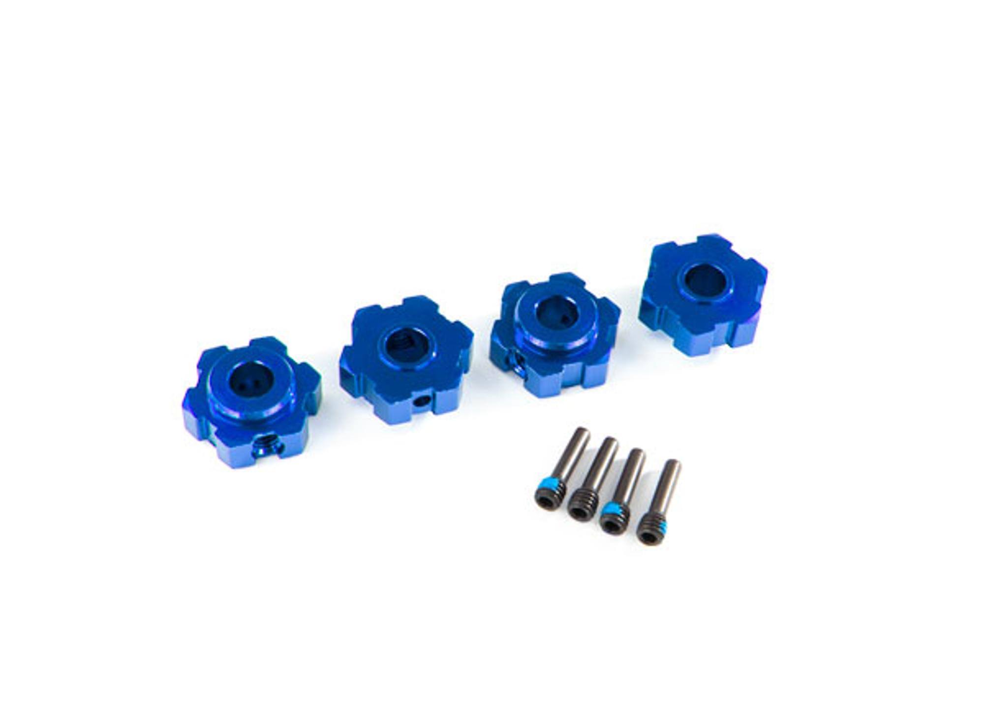 Traxxas 8956X Wheel Hubs, Hex, Aluminum (blue-anodized) (4)/ Screw Pins (4)
