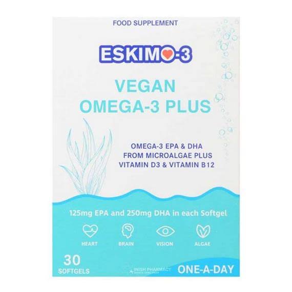 Eskimo-3 Vegan Omega-3 With Vitamin D3 & B12 Softgels 30s