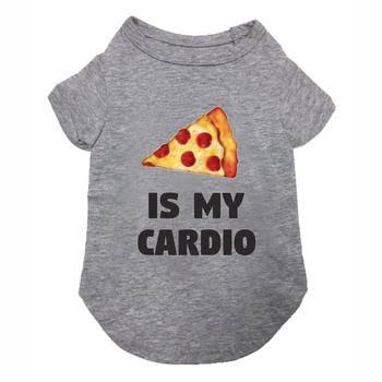 fabdog Pizza Is My Cardio Dog Shirt - Heather Gray - Size 8