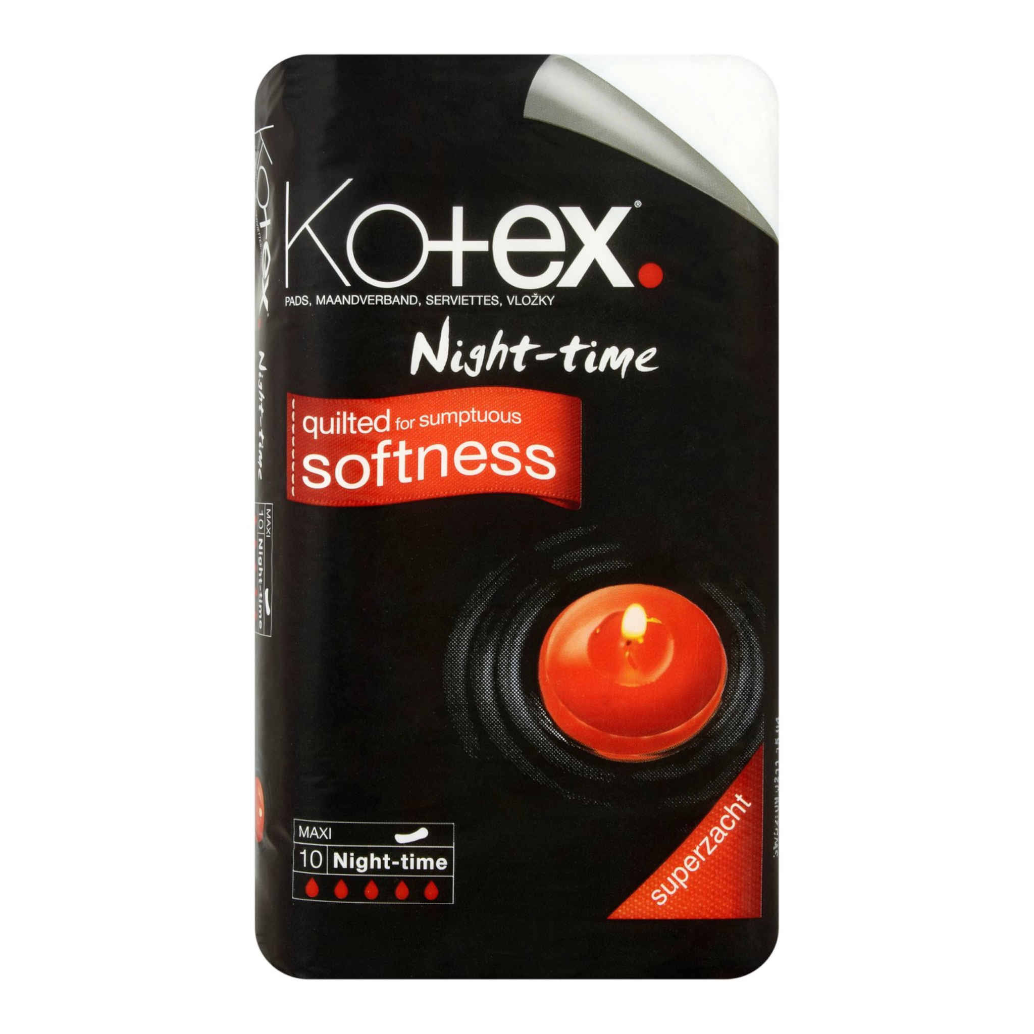 Kotex Maxi Pads - Night Time, 10ct