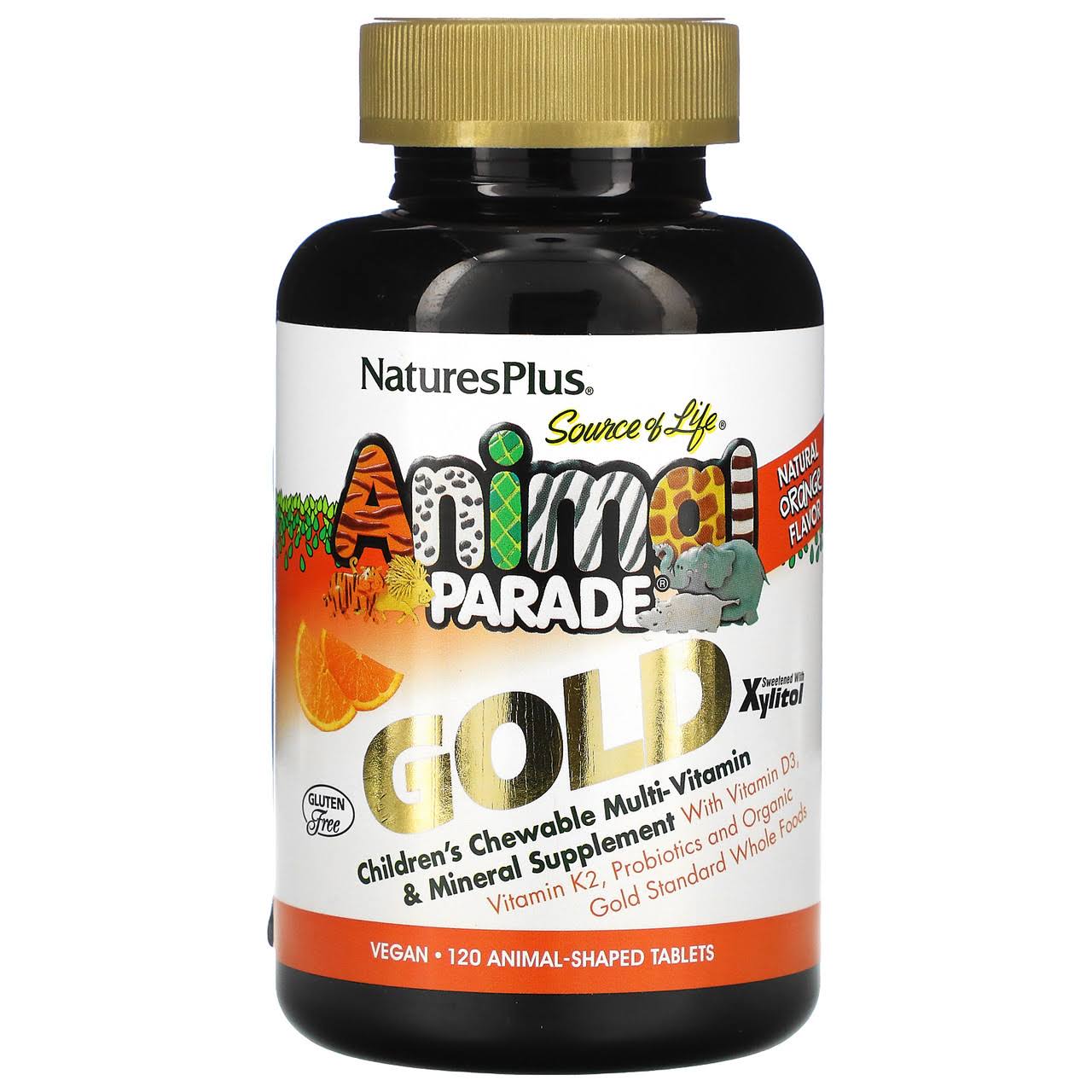 Nature's Plus Animal Parade Gold Children's Chewable Multi-Vitamin & Mineral - Orange - 120 Chewables