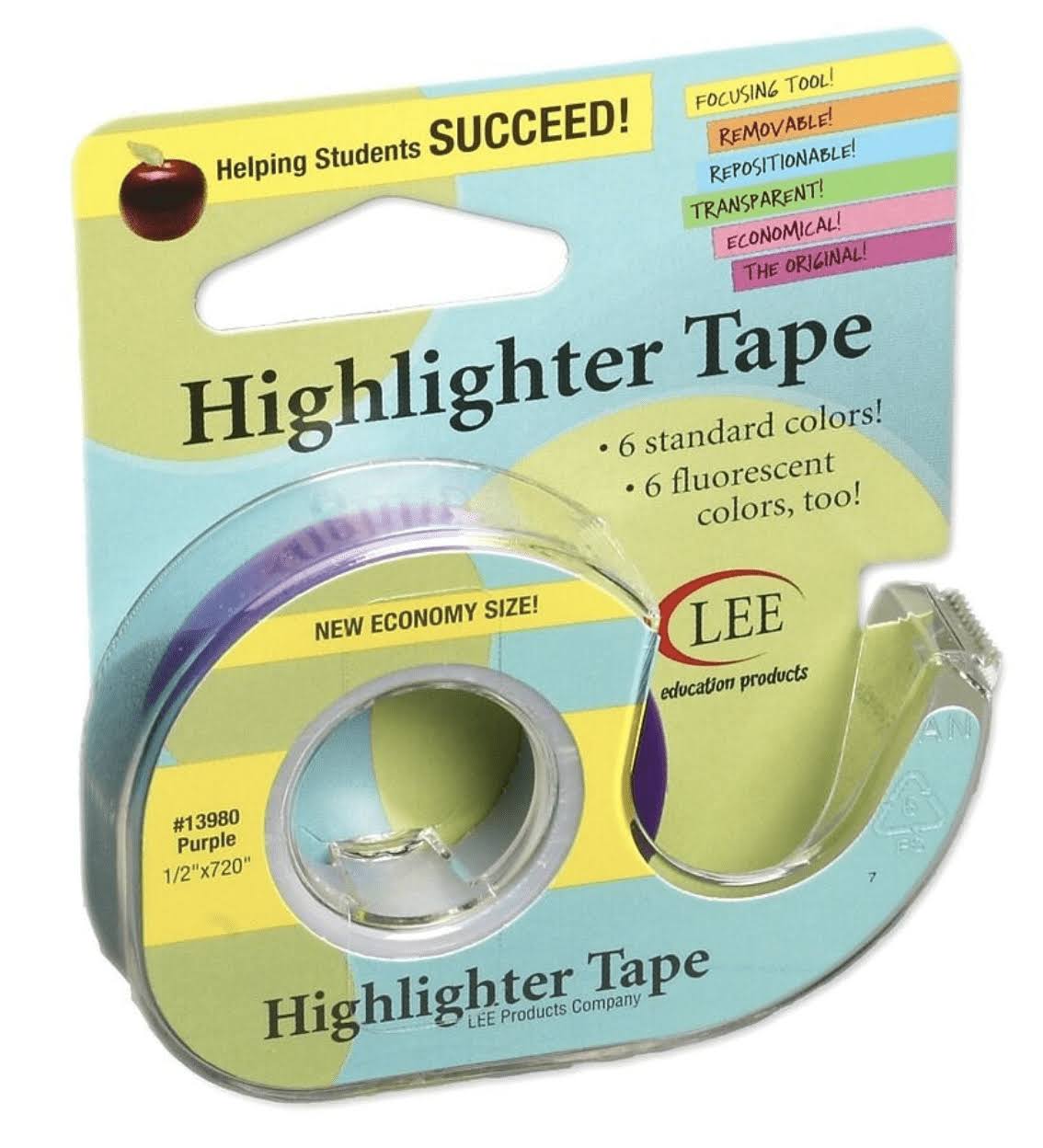 Lee Products Highlighter Tape - Blue, 1.3cm x 1000cm