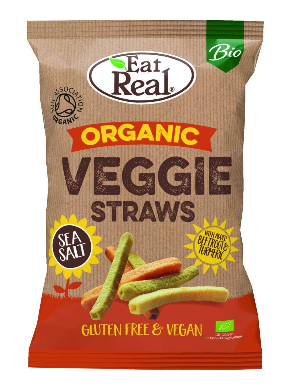 Eat Real Organic Veggie Straws Chips - Sea Salt, 100g